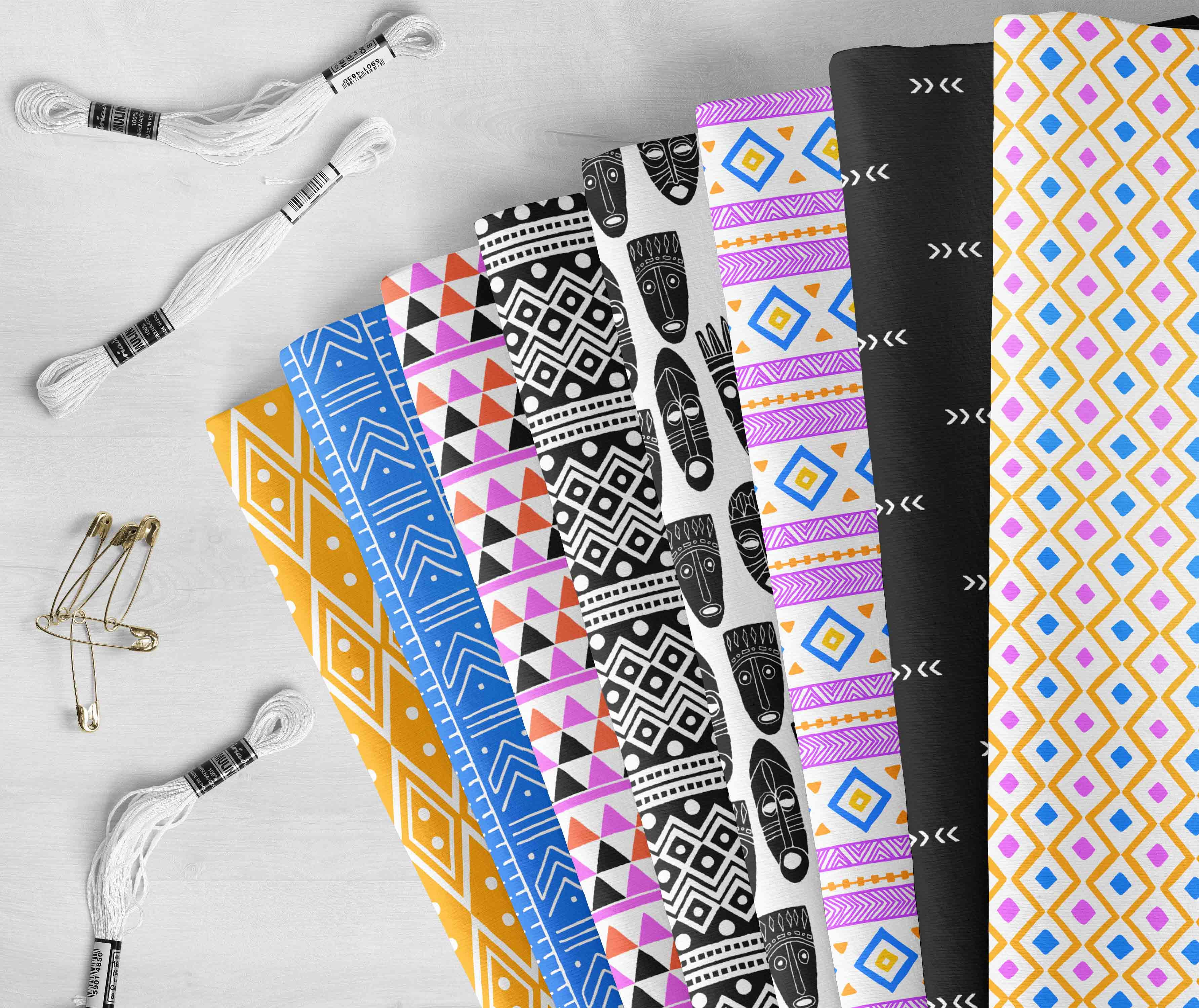 Soimoi 8 Pc Fat Quarter Bundle,African TribalPrint 18"x 22"DIY Patchwork-100% CottonPre-Cut Quilting Fabric Multicolor