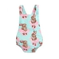 thumbnail image 1 of Baby Girl Easter Romper Cute Bunny Printed Sleeveless Backless Suspender Romper Jumpsuit, 1 of 8