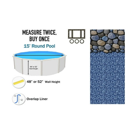 15  x 48 /52  Round Overlap Above Ground Swimming Pool Liner - (Choose Pattern)  Seaside Lagoon  25 Gauge