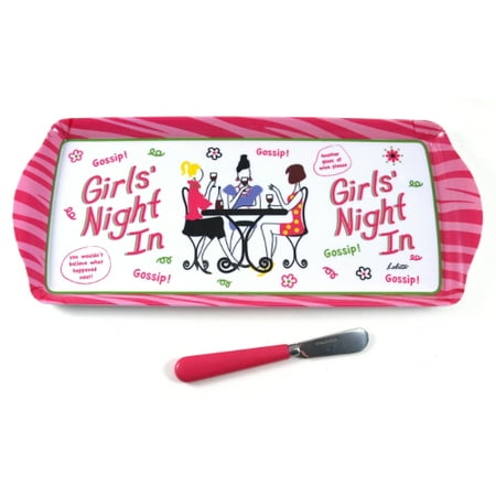 cr gibson lolita 15-inch hostess tray, girl's night in