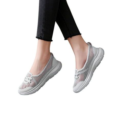 

Josdec Clearance Sneakers for Women Wide Width Four Seasons Casual Shoes New Mesh Hollow Breathable Low Top Flat Bottom Walking Shoes
