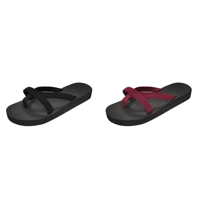 (2-Pack) Rinsvye Womens Square Toe Open Toe Massage Slippers Summer Comfort Slippers Sandals Relaxation Footwear