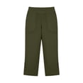thumbnail image 5 of Capri Pants for Women Elastic Waist Relaxed Fit Casual Soft Cotton Linen Pants with Pockets Summer Outdoor Athletic Hiking Army Green M, 5 of 7