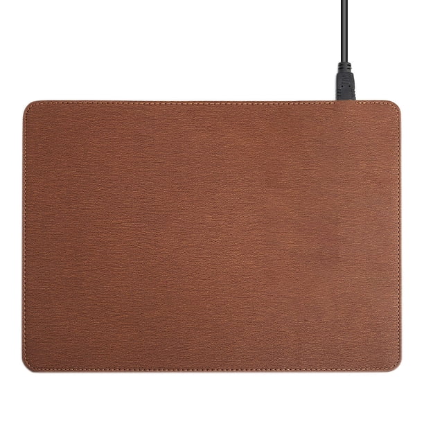 Matsuzay Universal Wireless 10W rápido alfombrilla de ratón PU cuero Smartphone carga alfombrilla de ratón Cargadores de dispositivos electrónicos específicos marrón