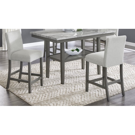 Dining Chairs Selena Set of 2 Light Gray Fabric Counter Height Chairs with Gray Wood Frame & Footrest,Fabric Dining Chairs