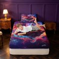 thumbnail image 3 of Manfei Neon Dragon Animals Fitted Sheet Queen,Gothic Cloud Stars Bedding,Purple,3 Pieces,1 Fitted Sheet and 2 Pillowcases, 3 of 6