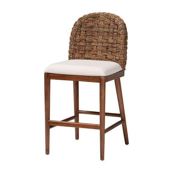 bali & pari Denver Acacia Wood & Seagrass Counter Stool in Brown