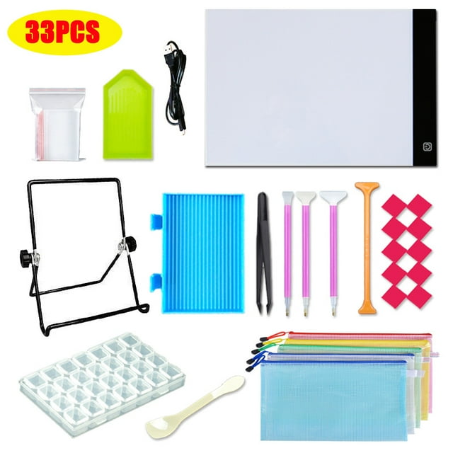 A4 Diamond Embroidery Light Pad with Accessories, Ultra-Thin Portable Light Table with USB Cable, LED Light Pad for Diamond Tattoo