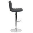 thumbnail image 3 of Contemporary Gray Vinyl Adjustable Height Barstool with Horizontal Stitch Back and Chrome Base, 3 of 9