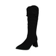 thumbnail image 2 of Viluyesy Womens Tall Boots, Pointed Toe Chunky Heels Pull-On Dress Slouchy Knee High Boots Black, 2 of 7