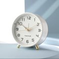 thumbnail image 1 of Alarm Clock 4.5" Bedside Analog Alarm Clock for Bedroom Battery Operated Round Clock, White, 1 of 2