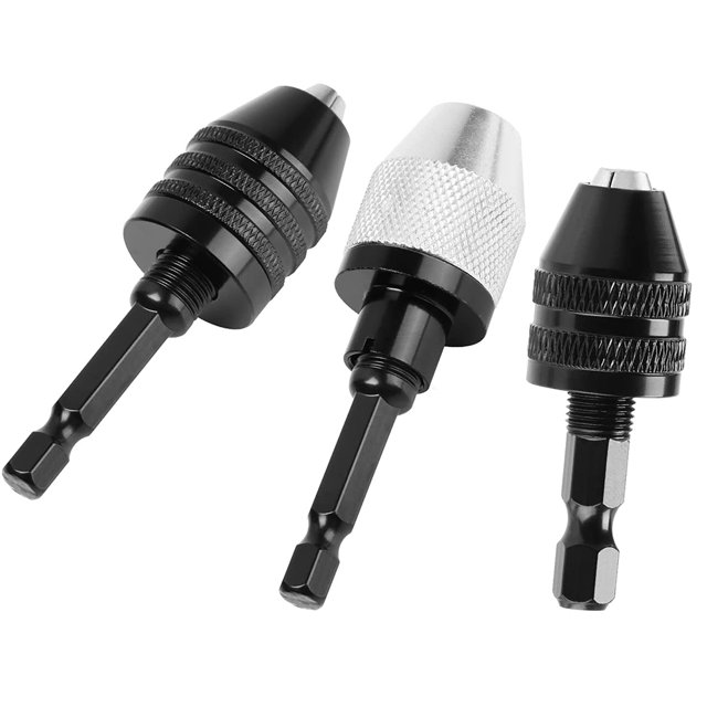 3PCS 1/4 Inch Hex Keyless Drill Chuck Quick Change Adapter Converter Impact Drills Bits, Electric Tool Accessories