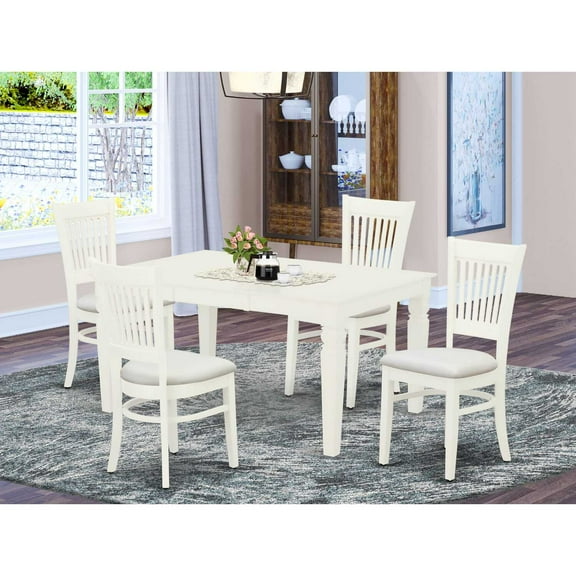 East West Furniture Dining Table- Table Leg Dining Chairs, WEVA5-LWH-C