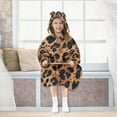 thumbnail image 7 of FORMRS Wearable Blanket Hoodie with Sleeves for Kids Cozy Flannel Sweatshirt, Leopard Pattern, 7 of 7