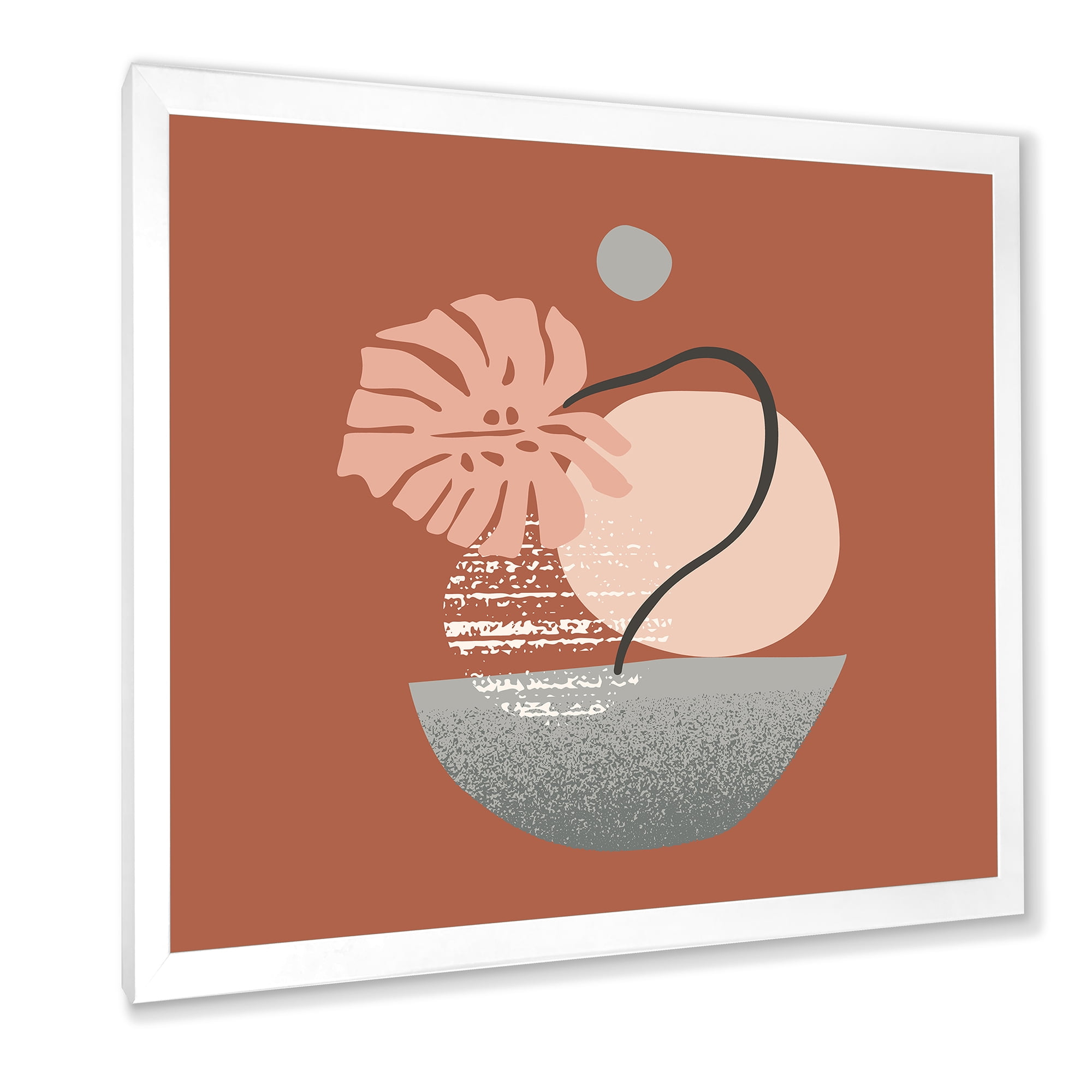 Designart 'Abstract Geometry Shapes and Tropical Palm Leaf IV' Modern Framed Art Print