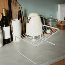 HONMEET Countertop Storage Wire Cabinet Shelf Organizer Sleek Design Kitchen Storage Shelf White Iron 1Pcs