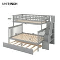 thumbnail image 4 of CITYLE Bunk Bed Twin over Full with Trundle and Staircase, Wood Triple Bunk Bed with Storage, Bunk Bed with Stairs for Teens Adults, No Spring Box Needed, Space Saving Design, Gray, 4 of 8