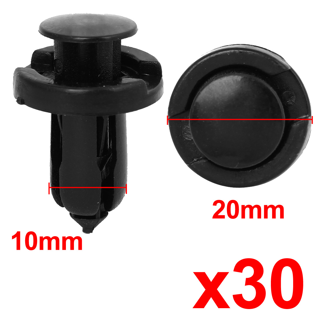 10mm Plastic Car Bumper Fender Push Clips Rivets Retainer 30pcs