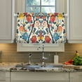 thumbnail image 2 of Yayeee Kitchen Curtains Tier Pair Light Filtering 27"x24" Rod Pocket Short Cafe Window Panel, Vibrant Japanese Flowers, 2 of 7