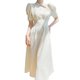 thumbnail image 1 of Vestido de verano para mujer, cuello cuadrado, manga corta abombada, Color sólido, cintura alta, informal, fruncido, fluido, camisa, falda, vestido de verano para mujer, 1 of 6