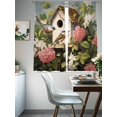 thumbnail image 3 of Vintage Birdhouse Semi Sheer Window Curtains 72 Inches Long, Spring Floral Birds Botanical Rod Pocket Voile Silky Chiffon Curtain Light Filtering Drapes for Living Room, Kitchen, 52"x72", 2 Panels, 3 of 9
