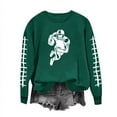 thumbnail image 3 of Jinhomg Women's Trendy Fall Pullover Casual Football Graphic Sweatshirt Lightweight Comfy Long Sleeve Crewneck Lounge Tops Daily Wear Today's Deals of The Day Green M, 3 of 5