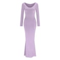 thumbnail image 4 of Vestido largo ajustado sin espalda, de color liso y cuello en V, para mujer: estilo informal y sexy para fiestas, trabajo y vacaciones, 4 of 7