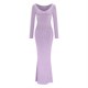 thumbnail image 4 of Vestido largo ajustado sin espalda, de color liso y cuello en V, para mujer: estilo informal y sexy para fiestas, trabajo y vacaciones, 4 of 5