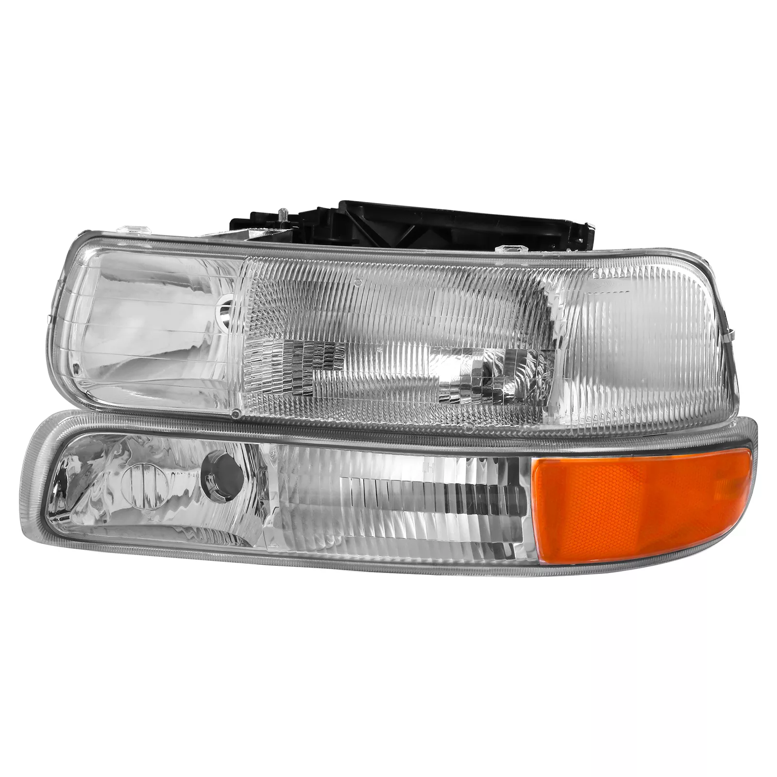 MOSTPLUS Pair Chrome Headlights for 1999-2002 Chevy Silverado 2000-2006 Suburban Tahoe