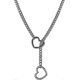 thumbnail image 1 of Collar de cadena con anilla en forma de corazón para mujer Yashi Acero inoxidable Estilo punk rock Ajustable Hecho a mano Color negro, 1 of 5