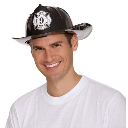 Firefighter Mens Adult Rescue Team Costume Black Plastic Hat