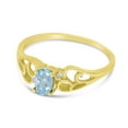 thumbnail image 3 of 10k Yellow Gold Oval Aquamarine And Diamond Ring, 3 of 6
