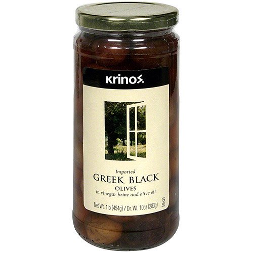 Krinos Imported Greek Olives In Vinegar Brine, 16 oz (Pack of 6