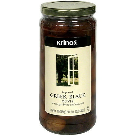Krinos Imported Greek Olives In Vinegar Brine, 16 oz (Pack of 6)