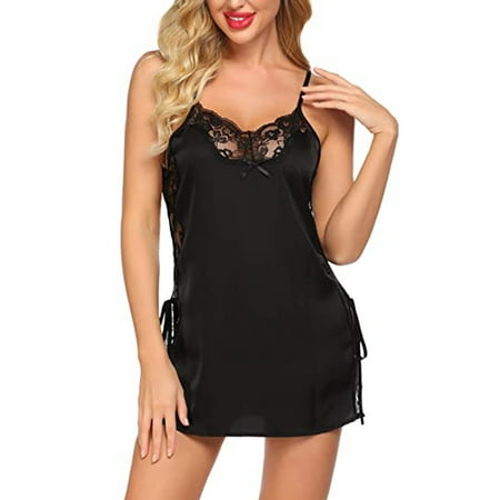 

UDAXB Lingerie Fashion Women Sleeveless Lace Loose Camisole Casual V-Neck Home Sleep Dress
