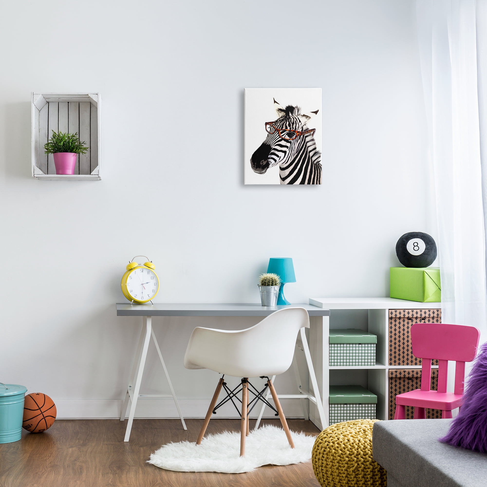 Stupell Industries Zebra Wearing Glasses Animals & Insects Painting Gallery Wrapped Canvas Print Wall Art, 16 x 20