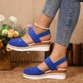 thumbnail image 3 of Modsatep Women's Closed Toe Platform Wedge Sandals Comfortable Ankle Strap Summer Dressy Espadrilles Low Heels Shoes Blue 9, 3 of 8