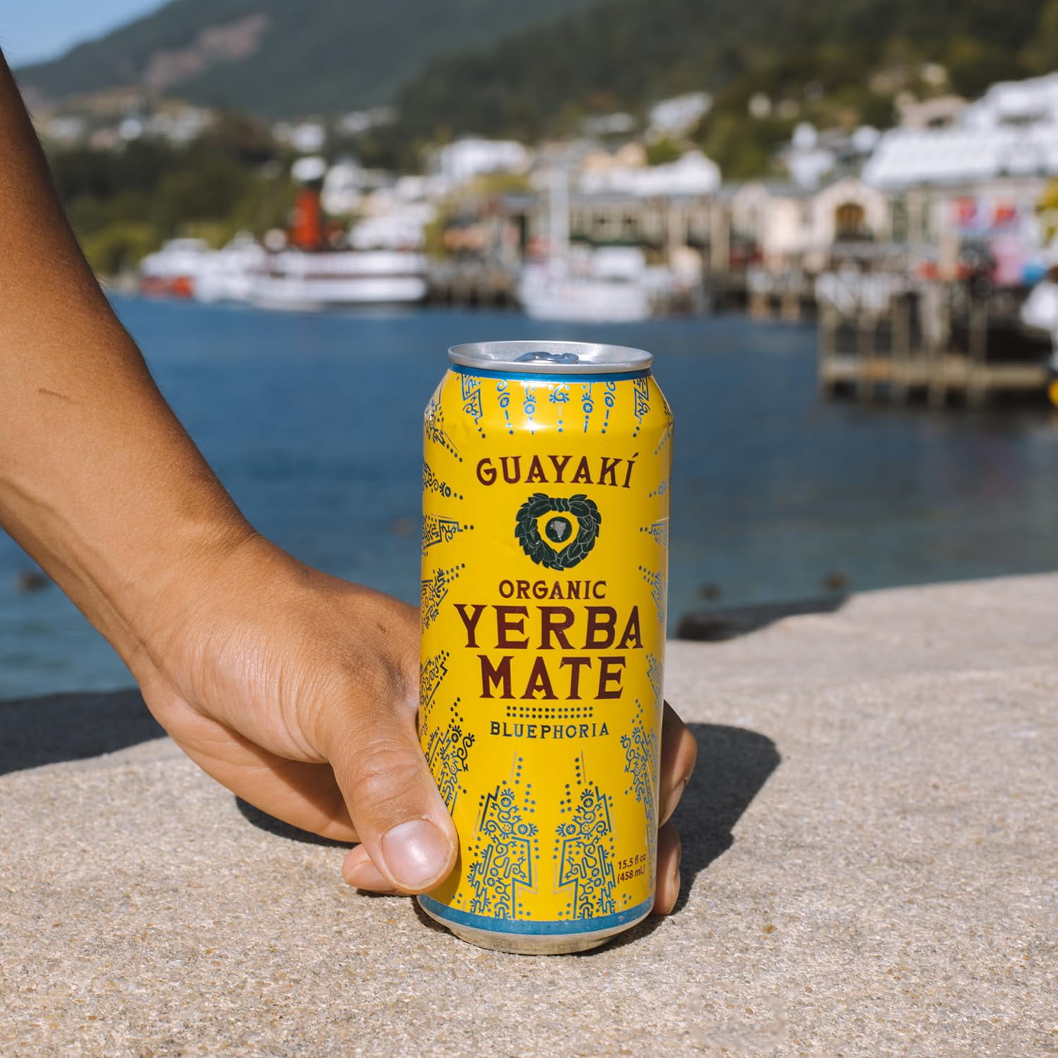 Guayaki Yerba Mate, Clean Energy Drink Alternative, Organic Bluephoria, 15.5oz Pack of 12, 150mg Caffeine
