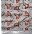 thumbnail image 1 of Soimoi Tissu en Coton Canard Feuilles & Roses Imprimé Floral 1 Yard 56 Pouces de Large, 1 of 3