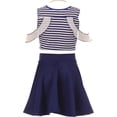 thumbnail image 2 of Little Girl Stripe Top Solid Bottom Easter Summer Flower Girl Dress Set Royal 4 JKS 2117 BNY Corner, 2 of 5