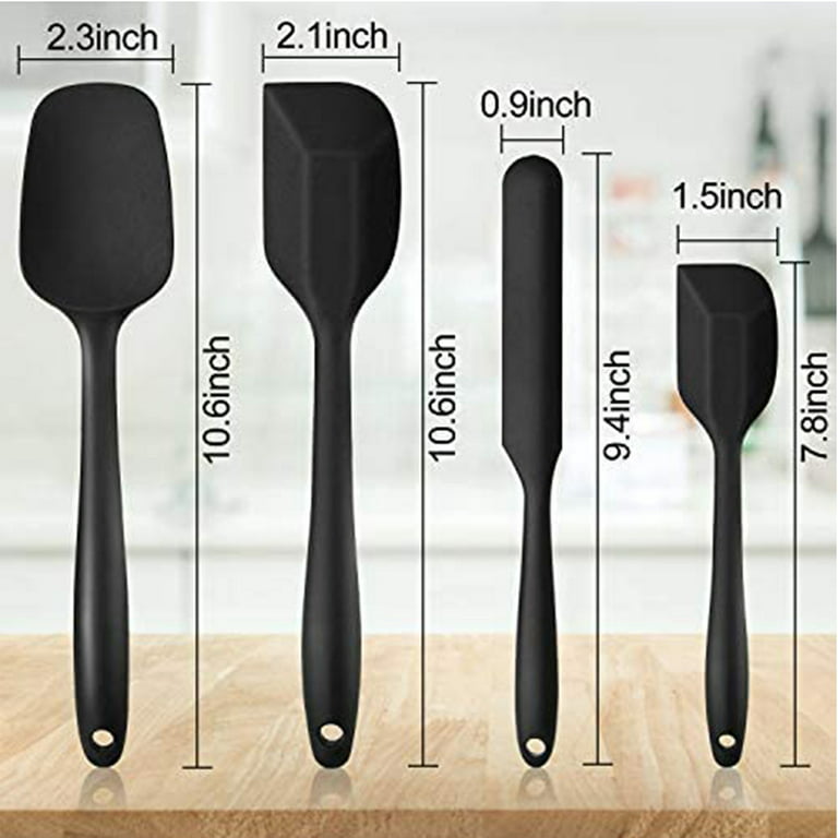 Heat Resistant 4pc Silicone Spatula Set with Stainless Steel Core