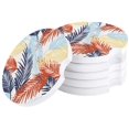 thumbnail image 1 of POGLIP Tropical Plant Theme Abstract Palm Leaves Set of 2 Car Coaster for Drinks, Absorbent Ceramic Stone Coasters Cup Mat with Cork Base for Home Kitchen Room Coffee Table Bar Decor, 1 of 5