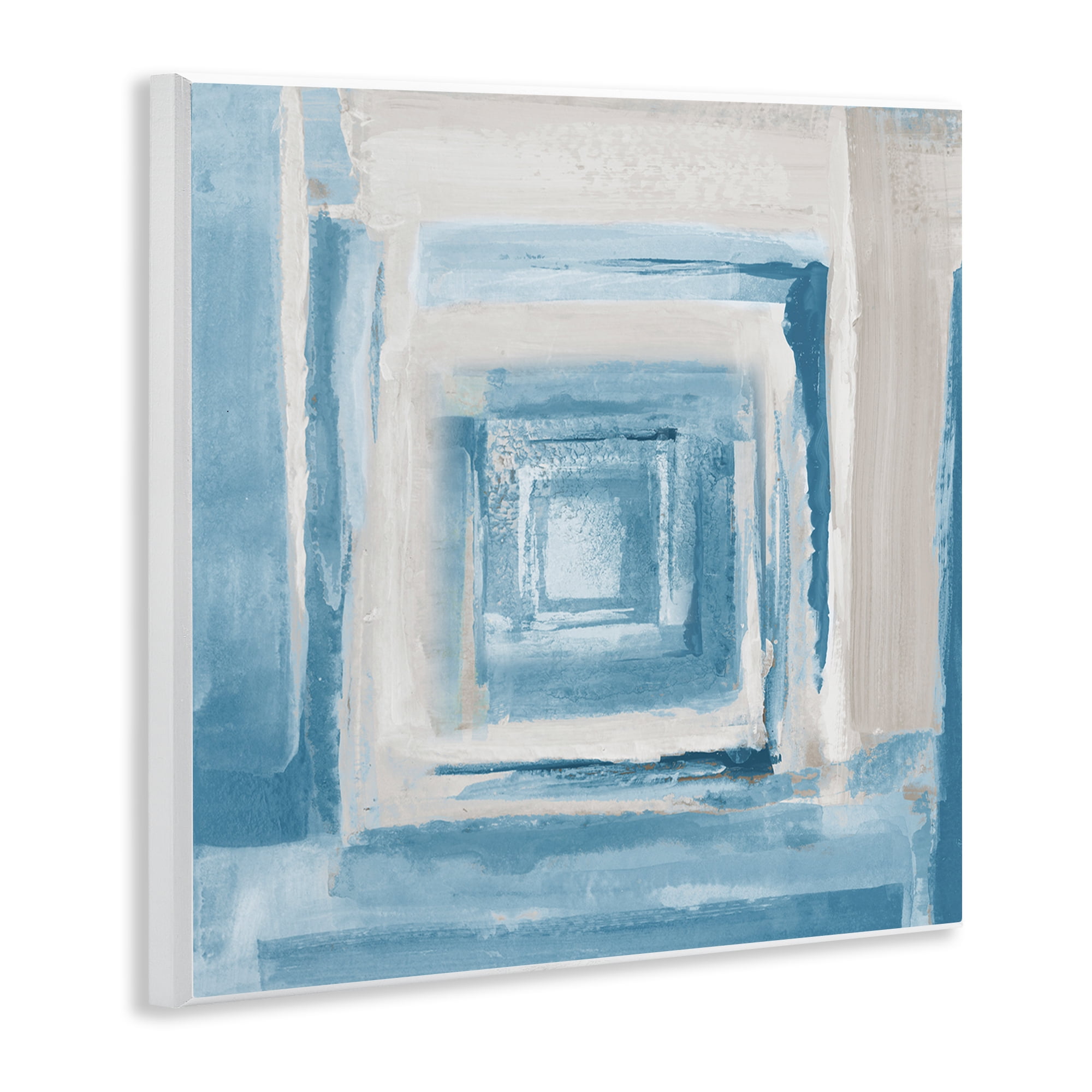 Stupell Industries Blue & Beige Squares Abstract Painting Unframed Art Print Wall Art, 12 x 12