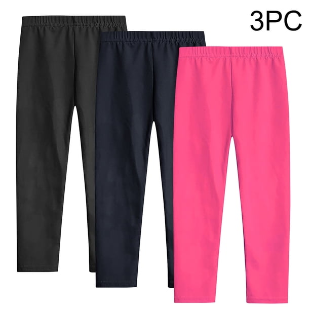 Odeerbi 3-12 Años Niñas 3 Pcs Leggings Medias Elásticas Pantalones Recortados Suavidad Cómoda Medias Respirables