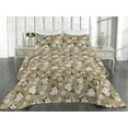 thumbnail image 2 of Ambesonne Cherry Blossom Quilted Bedspread Set 3 Pcs, Japanese Flowers Art, King, Forest Green Camel Rose, 2 of 4
