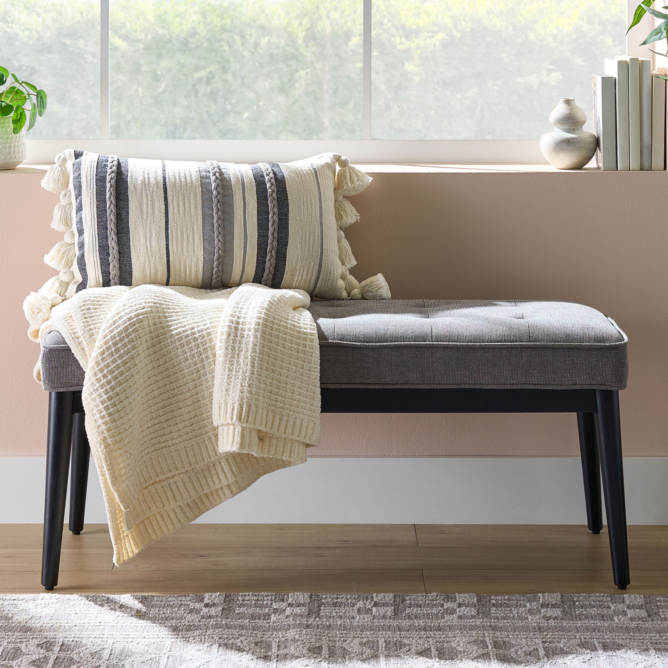 Better Homes & Gardens Colton 44" Upholstered Accent Bench, Gray
