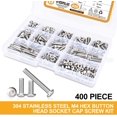 thumbnail image 5 of VIGRUE Assorted M4x5/6/8/10/12/14/16/18/20/25mm Hex Button Head Socket Cap Screws Nuts Washers 400pcs, 304 Stainless Steel Screws Bolts, 5 of 7
