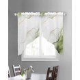thumbnail image 3 of Marble Sage Green Swag Valances for Windows, Gold White Modern Gradient Ocean Wavy Rod Pocket Sheer Valances for Small Windows, Swag Toppers Light Filtering for Kitchen Living Room 2 Panels 36''x36'', 3 of 6