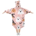 thumbnail image 2 of FORMRS Wearable Blanket Hoodie with Sleeves for Kids Cozy Flannel Sweatshirt, Pastel Pink Halloween, 2 of 7