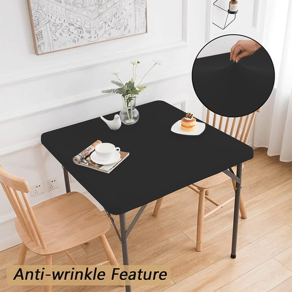 COM1950s Stretch Table Cover,Square Tablecloth 34X34 Inch,Elastic Table Protector for Dining Kitchen,Fitted Table Cover Dustproof Washable